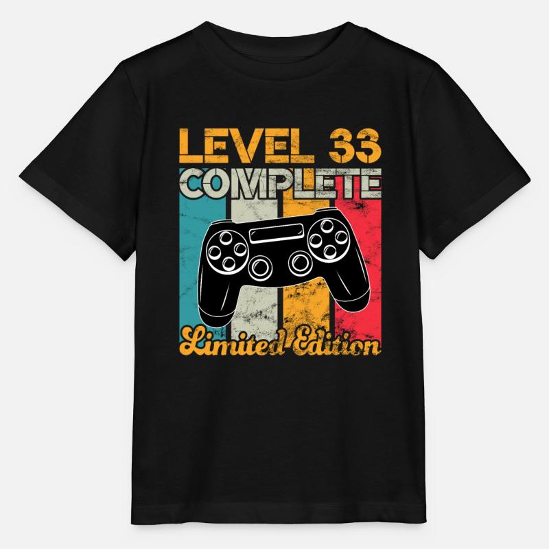 Level 33 complete Gaming Birthday - Stanley/Stella MINI CREATOR Kids’ T-Shirt - black