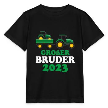 Großer Bruder 2023 Traktor Schwangerschaft - Stanley/Stella Kinder T-Shirt MINI CREATOR  - Schwarz - Vorne - Mikhail (115cm)
