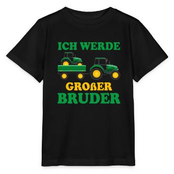 Großer Bruder 2023 Traktor Schwangerschaft - Stanley/Stella Kinder T-Shirt MINI CREATOR  - Schwarz - Vorne - Mikhail (115cm)
