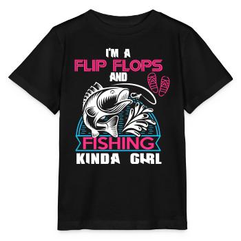 Ich bin ein Flip Flop und Fischer Mädchen - Stanley/Stella Kinder T-Shirt MINI CREATOR  - Schwarz - Vorne - Mikhail (115cm)