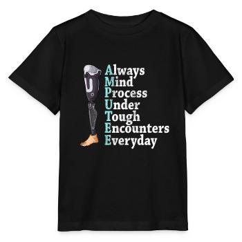 Leg surgery wheelchair lost leg - Stanley/Stella MINI CREATOR Kids’ T-Shirt - black - Front - Mikhail (115cm)