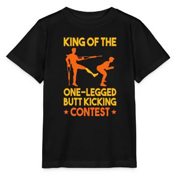 Leg surgery wheelchair lost leg - Stanley/Stella MINI CREATOR Kids’ T-Shirt - black - Front - Mikhail (115cm)