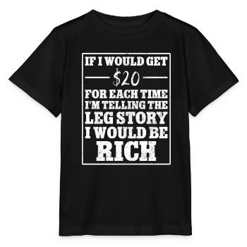 Leg surgery wheelchair lost leg - Stanley/Stella MINI CREATOR Kids’ T-Shirt - black - Front - Mikhail (115cm)
