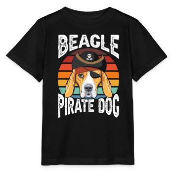 Beagle Pirate Dog - Stanley/Stella Kinder T-Shirt MINI CREATOR  - Schwarz - Vorne - Mikhail (115cm)