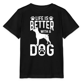 Life is better wiht a Dog - Stanley/Stella Kinder T-Shirt MINI CREATOR  - Schwarz - Vorne - Mikhail (115cm)