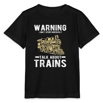 Avertissement je peux spontanément parler de trains - T-shirt bio MINI CREATOR Stanley/Stella Enfant - noir - Devant - Mikhail (115cm)
