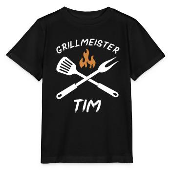 Grillmeister Tim - Stanley/Stella Kinder T-Shirt MINI CREATOR  - Schwarz - Vorne - Mikhail (115cm)