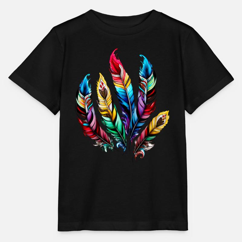 Bunte Federn Boho Ethno Style Muster Tribal Retro - Stanley/Stella Kinder T-Shirt MINI CREATOR  - Schwarz