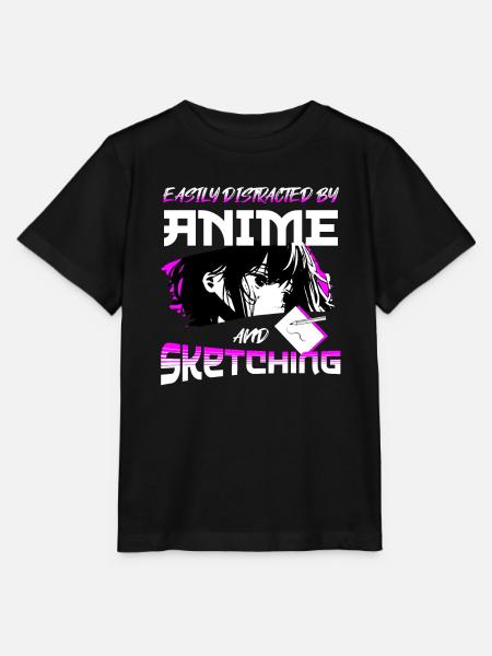 Easily Distracted By Anime And Sketching - Stanley/Stella Kinder T-Shirt MINI CREATOR - Schwarz
