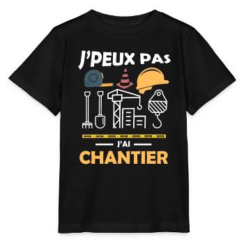 je peux pas j ai chantier 12 - T-shirt bio MINI CREATOR Stanley/Stella Enfant - noir - Devant - Mikhail (115cm)