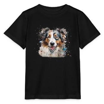 Australian Shepherd - Stanley/Stella Kinder T-Shirt MINI CREATOR  - Schwarz - Vorne - Mikhail (115cm)