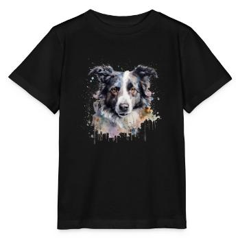 Border Collie - Stanley/Stella Kinder T-Shirt MINI CREATOR  - Schwarz - Vorne - Mikhail (115cm)