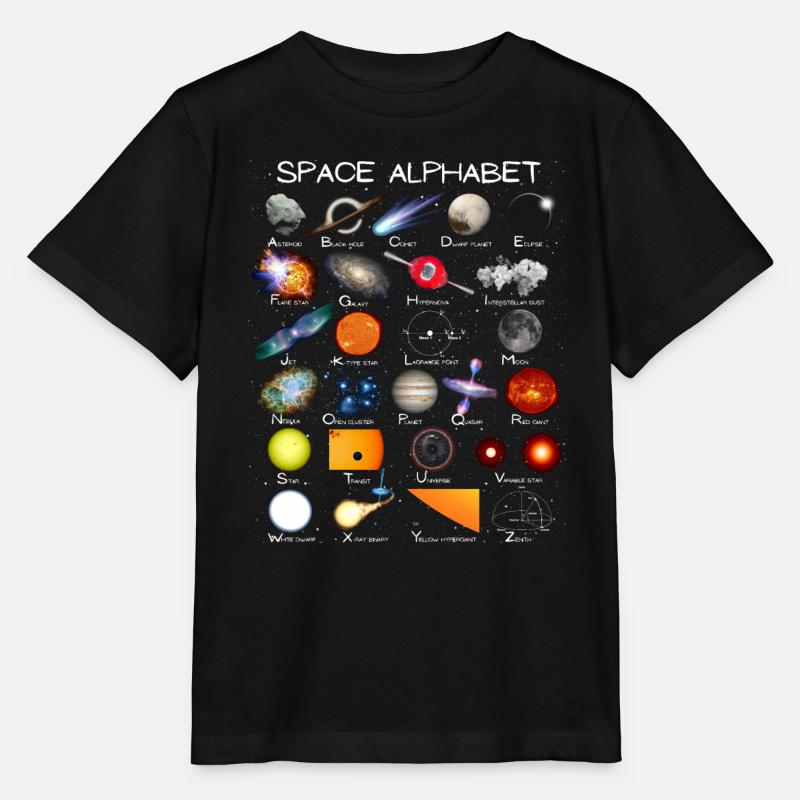 Alphabet de l’astronomie spatiale ABC - T-shirt bio MINI CREATOR Stanley/Stella Enfant - noir