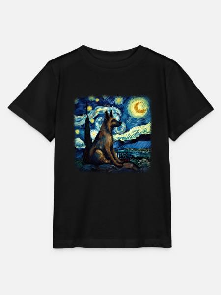 German Shepherd Dog Van gogh starry night - Stanley/Stella Kinder T-Shirt MINI CREATOR - Schwarz