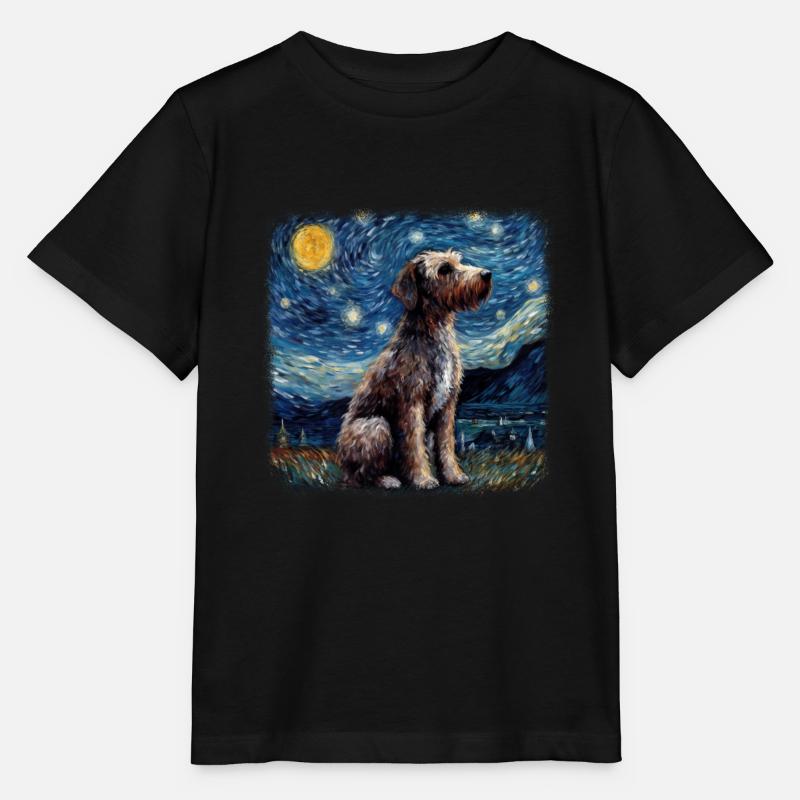 German Wirehaired Pointer Van gogh starry night - Stanley/Stella Kinder T-Shirt MINI CREATOR  - Schwarz