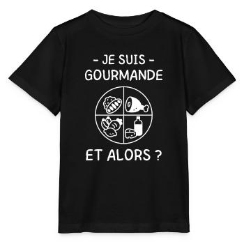 Je suis gourmande - T-shirt bio MINI CREATOR Stanley/Stella Enfant - noir - Devant - Mikhail (115cm)