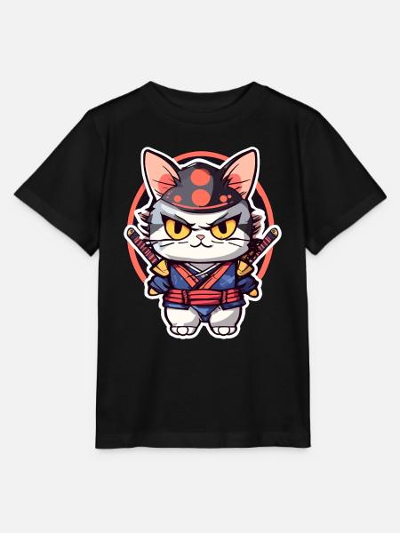 Samurai-Katze #3 - Stanley/Stella Kinder T-Shirt MINI CREATOR  - Schwarz