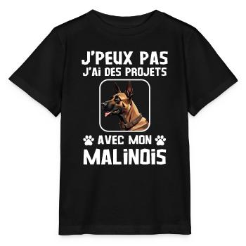malinois chien mignon berger belge 1 - T-shirt bio MINI CREATOR Stanley/Stella Enfant - noir - Devant - Mikhail (115cm)