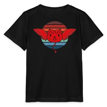 Cute Devil Cat Retro T-Shirt - Stanley/Stella MINI CREATOR Kids’ T-Shirt - black - Front - Mikhail (115cm)