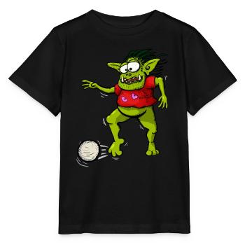 Kobold spielt Fußball - Stanley/Stella Kinder T-Shirt MINI CREATOR  - Schwarz - Vorne - Mikhail (115cm)