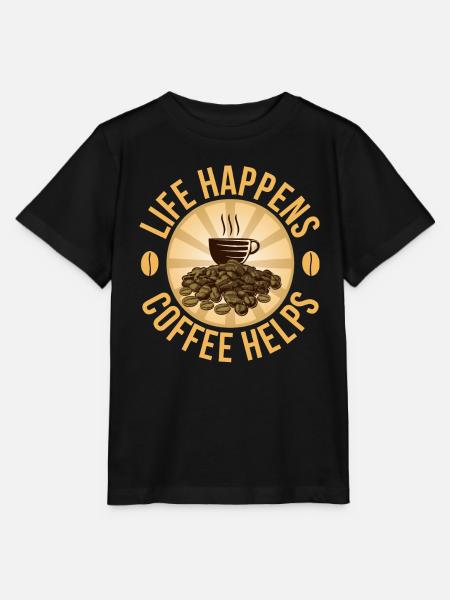 Das Leben Passiert Kaffee Hilft - Stanley/Stella Kinder T-Shirt MINI CREATOR - Schwarz