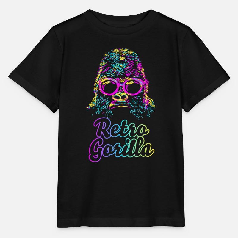 Retro Gorilla - Stanley/Stella Kinder T-Shirt MINI CREATOR  - Schwarz