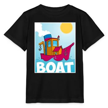 Cartoon-Bild eines lustigen Schleppers - Stanley/Stella Kinder T-Shirt MINI CREATOR  - Schwarz - Vorne - Mikhail (115cm)