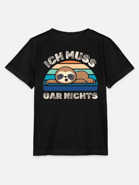 Ich muss gar nichts Faultier - Stanley/Stella Kinder T-Shirt MINI CREATOR - Schwarz