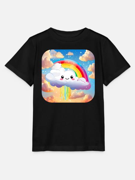 Niedliche Wolke mit Regenbogen - Stanley/Stella Kinder T-Shirt MINI CREATOR - Schwarz