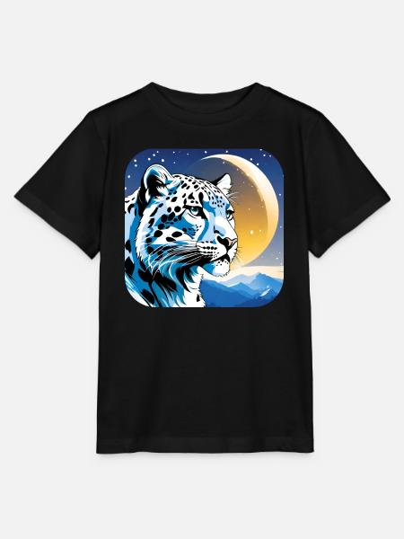 Mystisches Motiv geheimnisvoller Schneeleopard - Stanley/Stella Kinder T-Shirt MINI CREATOR - Schwarz