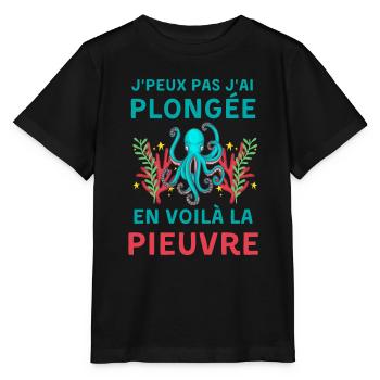 Plongée sous marine pieuvre - T-shirt bio MINI CREATOR Stanley/Stella Enfant - noir - Devant - Mikhail (115cm)