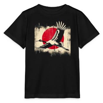 Drapeau de la grue japonaise - T-shirt bio MINI CREATOR Stanley/Stella Enfant - noir - Devant - Mikhail (115cm)