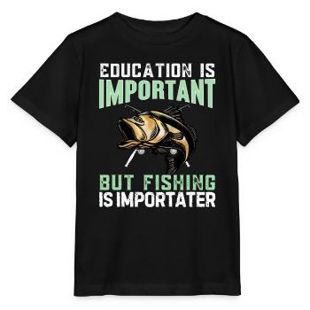 L’éducation est importante, mais la pêche est plus importante - T-shirt bio MINI CREATOR Stanley/Stella Enfant - noir - Devant - Mikhail (115cm)