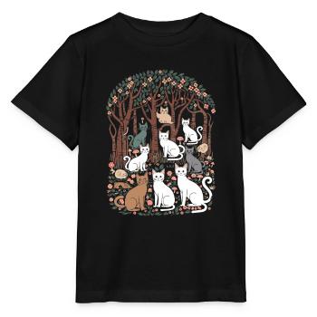 Paradis des chats dans l’idylle de la forêt cottagecore - T-shirt bio MINI CREATOR Stanley/Stella Enfant - noir - Devant - Mikhail (115cm)