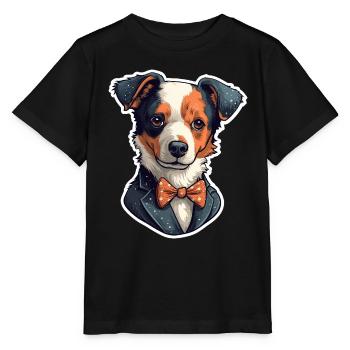 A cute dog wearing a bowtie - Stanley/Stella MINI CREATOR Kids’ T-Shirt - black - Front - Mikhail (115cm)