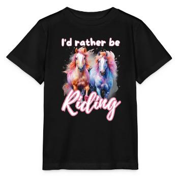 I'd rather be riding horseriding girl splash art - Stanley/Stella MINI CREATOR Kids’ T-Shirt - black - Front - Mikhail (115cm)
