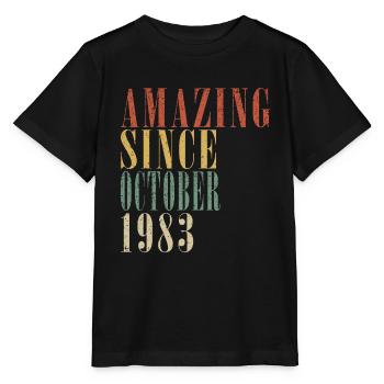 Octobre 1983 Anniversaire Octobre 1983 Octobre - T-shirt bio MINI CREATOR Stanley/Stella Enfant - noir - Devant - Mikhail (115cm)