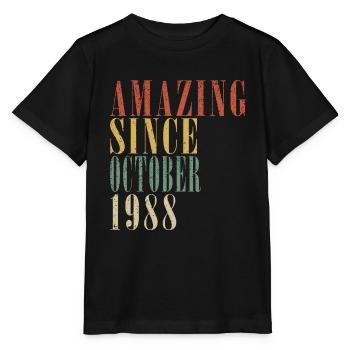 Octobre 1988 Anniversaire Octobre 1988 Octobre - T-shirt bio MINI CREATOR Stanley/Stella Enfant - noir - Devant - Mikhail (115cm)