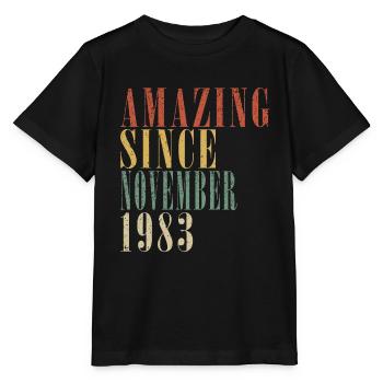 Novembre 1983 Anniversaire Novembre 1983 Novembre - T-shirt bio MINI CREATOR Stanley/Stella Enfant - noir - Devant - Mikhail (115cm)