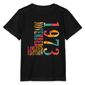 Novembre 1973 Anniversaire Novembre 1973 Novembre - T-shirt bio MINI CREATOR Stanley/Stella Enfant - noir - Devant - Mikhail (115cm)