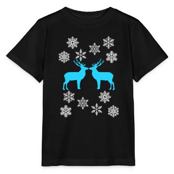 Deer T-Shirt - Winter Deer Motif Gift Idea - Stanley/Stella MINI CREATOR Kids’ T-Shirt - black - Front - Mikhail (115cm)