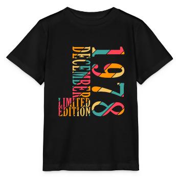 Décembre 1978 Anniversaire Décembre 1978 Décembre - T-shirt bio MINI CREATOR Stanley/Stella Enfant - noir - Devant - Mikhail (115cm)