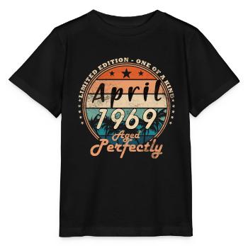 Avril 1969 Anniversaire Avril 1969 Avril - T-shirt bio MINI CREATOR Stanley/Stella Enfant - noir - Devant - Mikhail (115cm)
