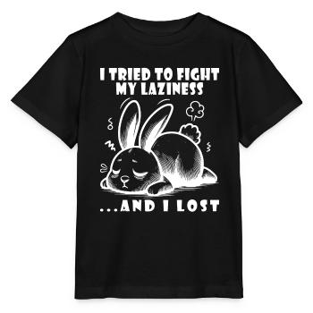 Lapin, Matin Grognon, Paresse, Se Détendre, Sommeil Paresseux - T-shirt bio MINI CREATOR Stanley/Stella Enfant - noir - Devant - Mikhail (115cm)