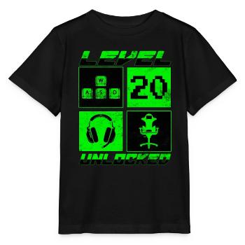 Level 20 Unlocked 20 Birthday Gift - Stanley/Stella MINI CREATOR Kids’ T-Shirt - black - Front - Mikhail (115cm)