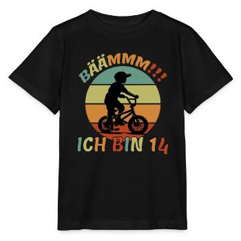 14 Jahre Zwölf Bmx Fahrrad 14 Geburtstag - Stanley/Stella Kinder T-Shirt MINI CREATOR  - Schwarz - Vorne - Mikhail (115cm)