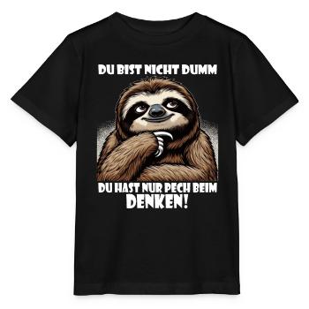 Faultier nicht dumm - Pech beim Denken - Stanley/Stella Kinder T-Shirt MINI CREATOR  - Schwarz - Vorne - Mikhail (115cm)