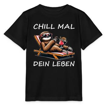 Chill mal Faultier chillen relax - Stanley/Stella Kinder T-Shirt MINI CREATOR  - Schwarz - Vorne - Mikhail (115cm)
