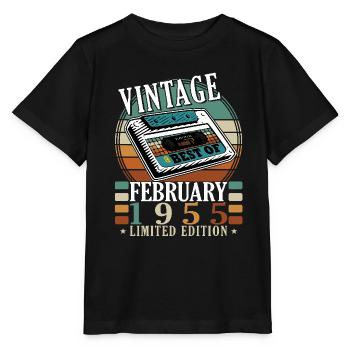 Février 1955 Anniversaire Février 1955 Février - T-shirt bio MINI CREATOR Stanley/Stella Enfant - noir - Devant - Mikhail (115cm)