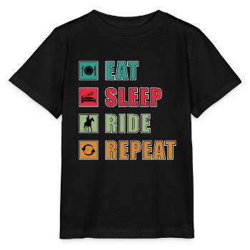 Eat Sleep Ride Tab - Stanley/Stella MINI CREATOR Kids’ T-Shirt - black - Front - Mikhail (115cm)